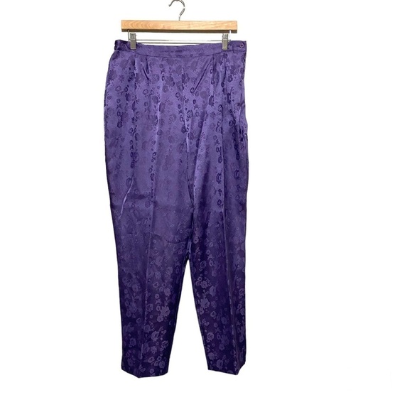 Vintage Purple Floral Jacquard Tapered Pants - Picture 1 of 10